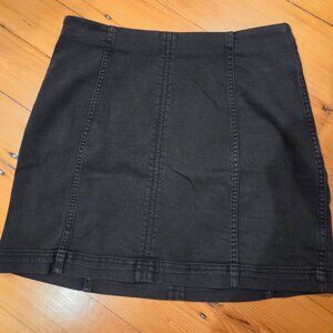 Free People Black Denim Mini Skirt